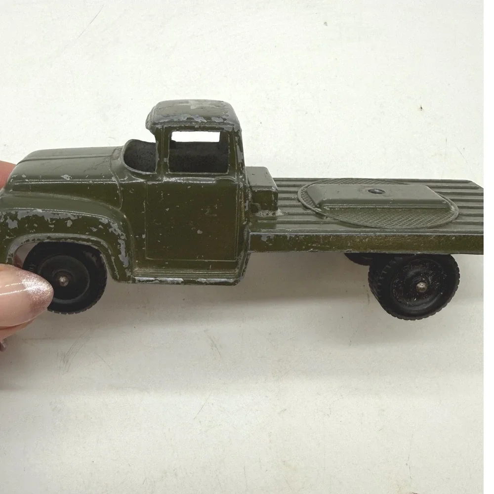 Vtg Tootsietoy Military 1954 Ford Flatbed Truck Diecast Olive Green Chicago USA